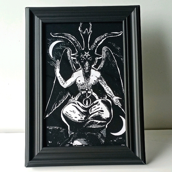 Baphomet Gothic Occult Vintage Satanic Pagan Art Gpthic Dark Goth Punk Art Decof - Picture 3 of 8